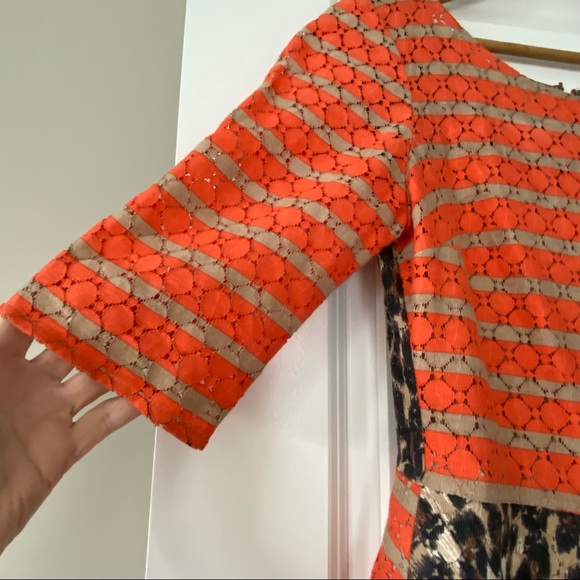 Tracy Reese Asymmetric Frock Cheetah Stripe Fit n Flare Mixed Print w Crinoline - Picture 5 of 16